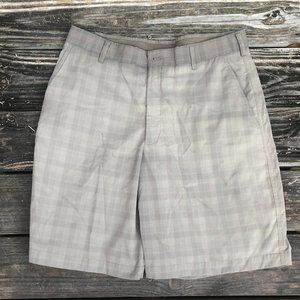 Nike Golf Athletic Dri-Fit Tan Plaid Shorts 34